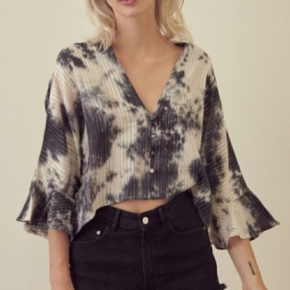 CHARCOAL TIE DYE TOP